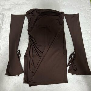 Brown Off-Shoulder Dress